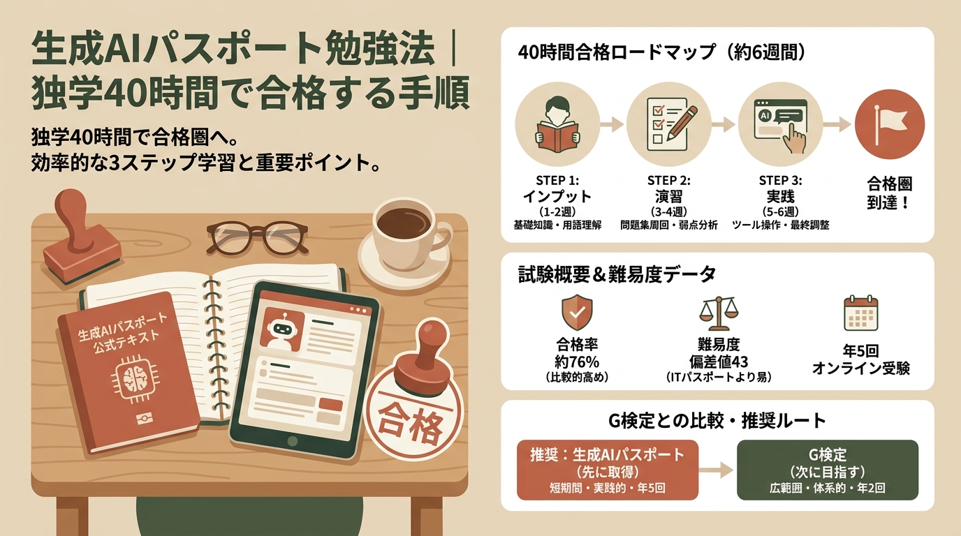 生成AIパスポート勉強法｜独学40時間で合格する手順