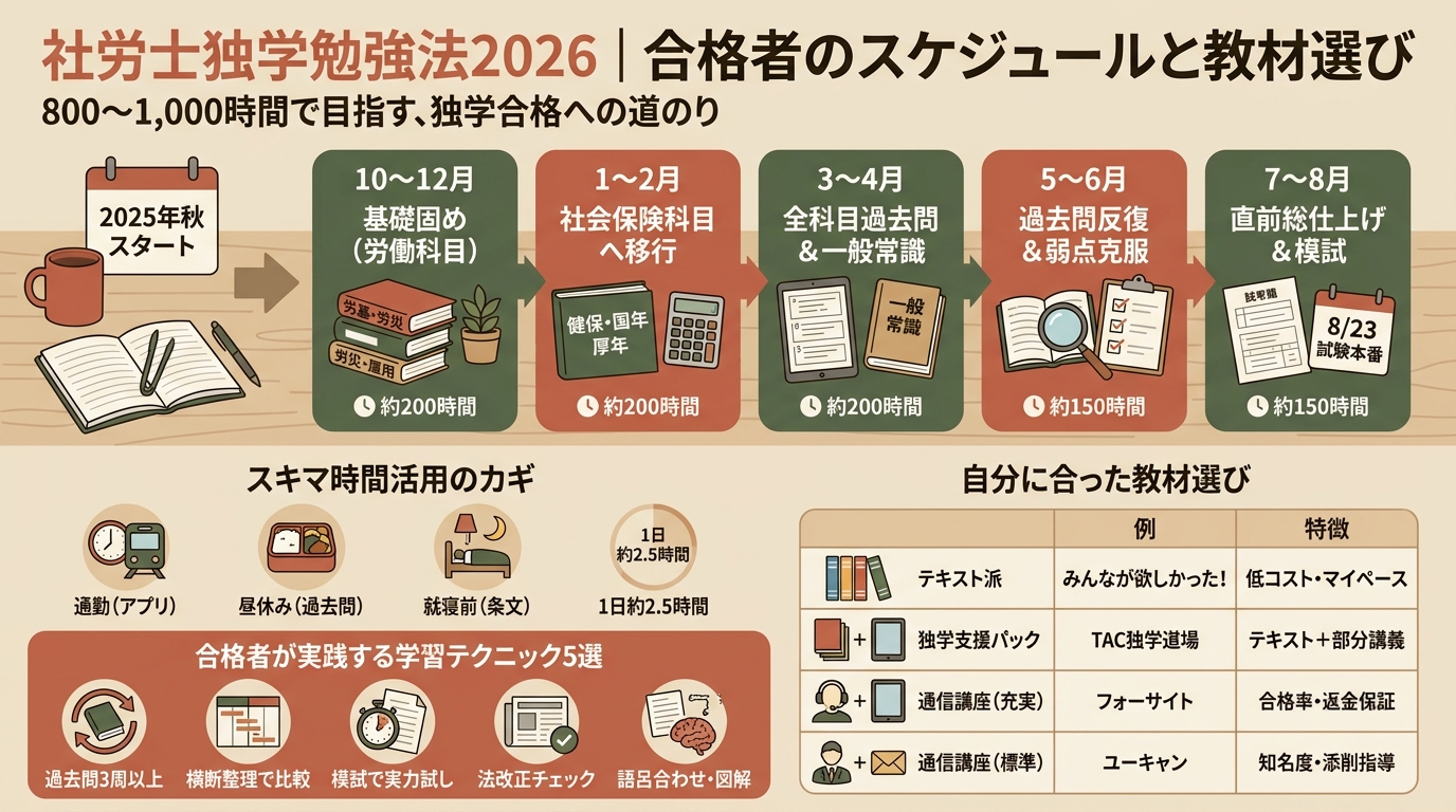 社労士独学勉強法2026｜合格者のスケジュールと教材選び