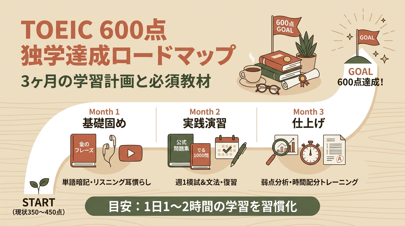 TOEIC600点を独学で取る勉���法｜3ヶ月の学習計画と教材