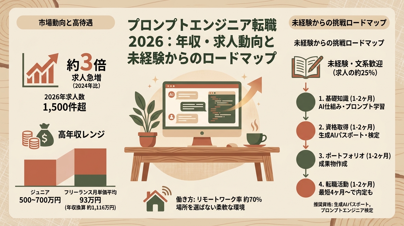 プロンプトエンジニア転職2026 年収・求人動向・未経験・必要スキルなど